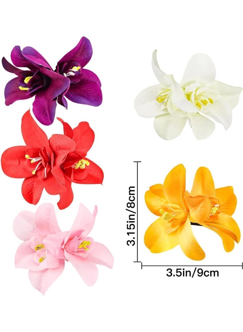 ChicAbode Bohemian Flower Hair Clips Hairpin, 5 Colors Artificial Tropical Flower Hair Clip, Bridal Hair Accessories Boho Hair Clip Hair Accessories For Women Girls Lady Bridal 5PCS - Image 2